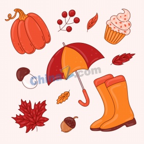 秋日手绘矢量设计下载